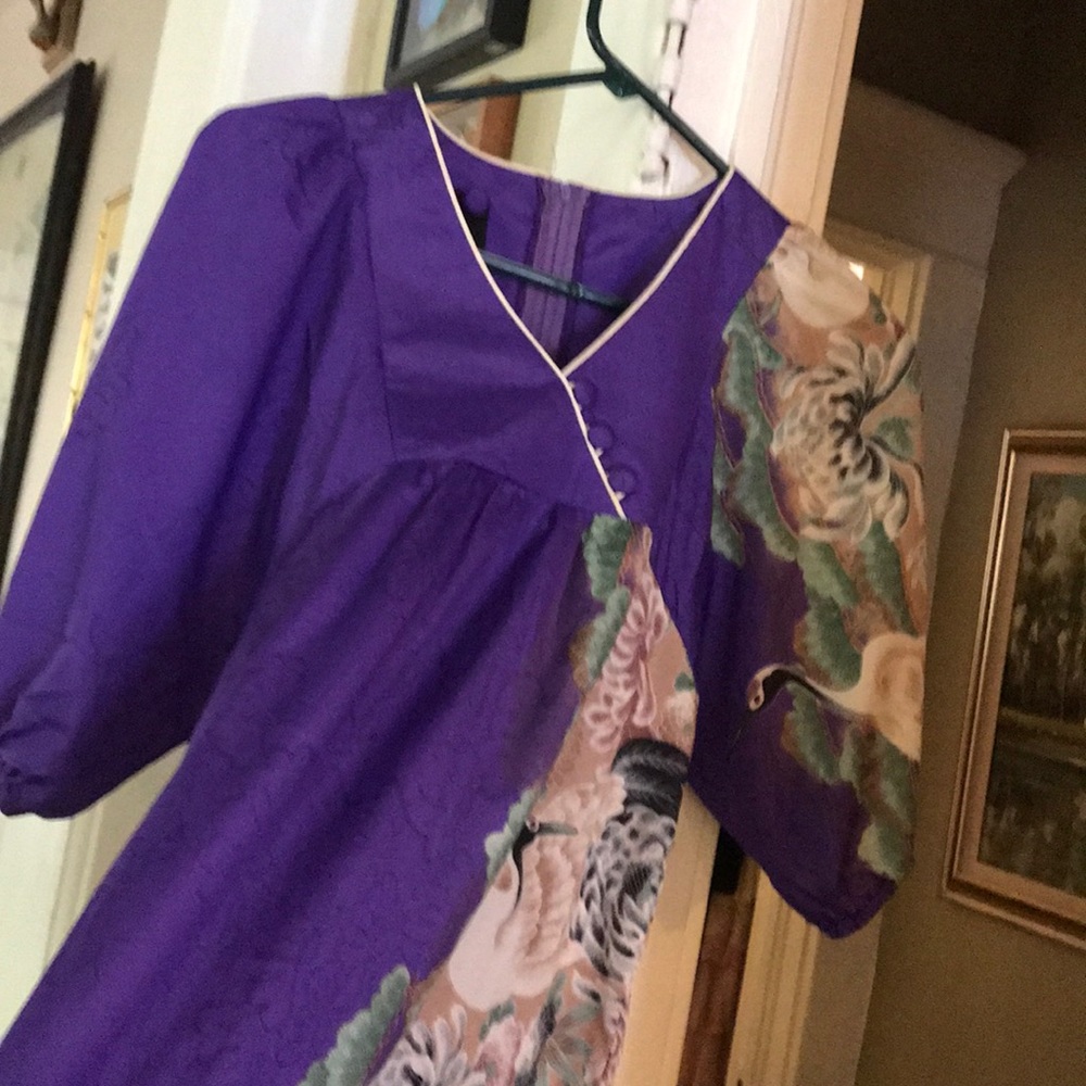 Vintage 1970s hawaiian silk light weight house dress festival